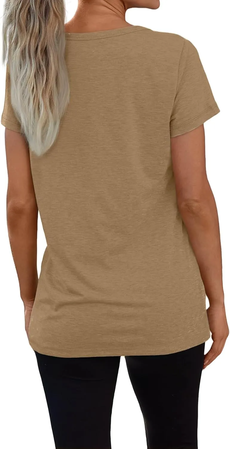 3 Pack V Neck T Shirts for Women Short Sleeve Tshirts Summer Casual Tops Loose Fit Basic Tees