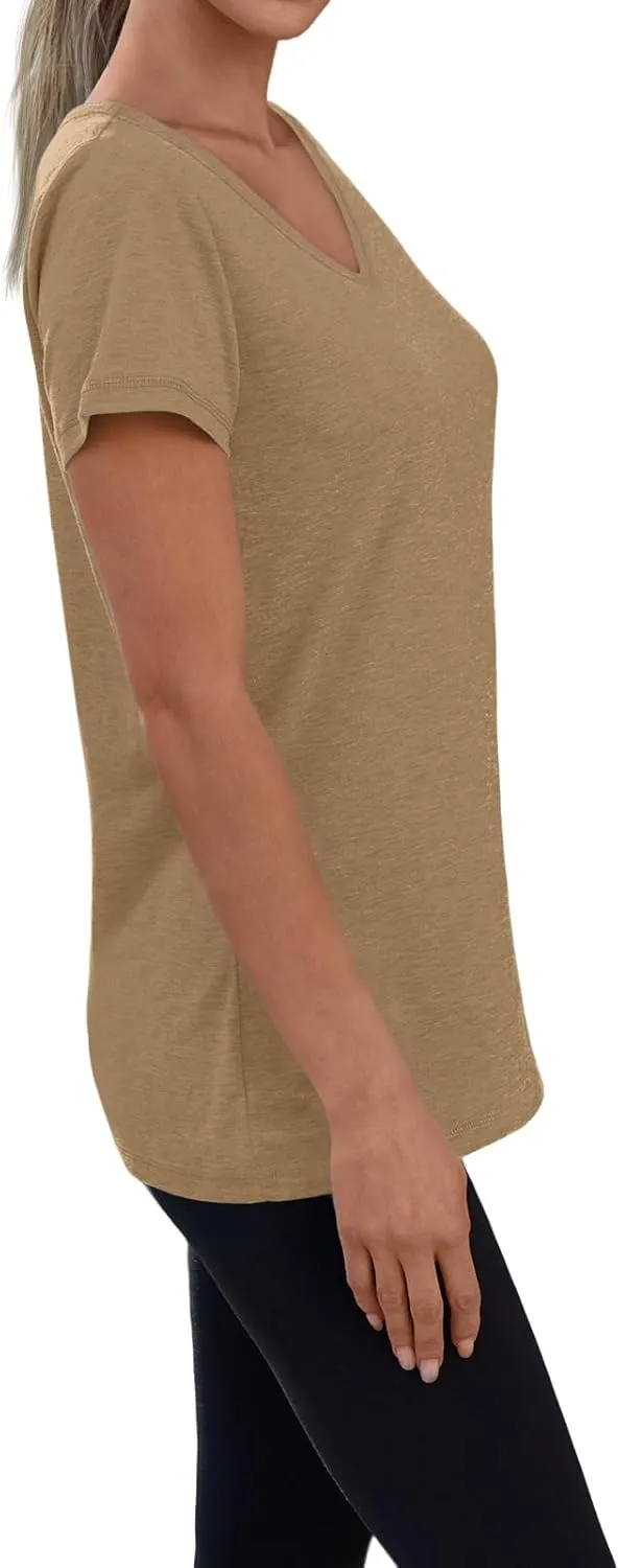 3 Pack V Neck T Shirts for Women Short Sleeve Tshirts Summer Casual Tops Loose Fit Basic Tees