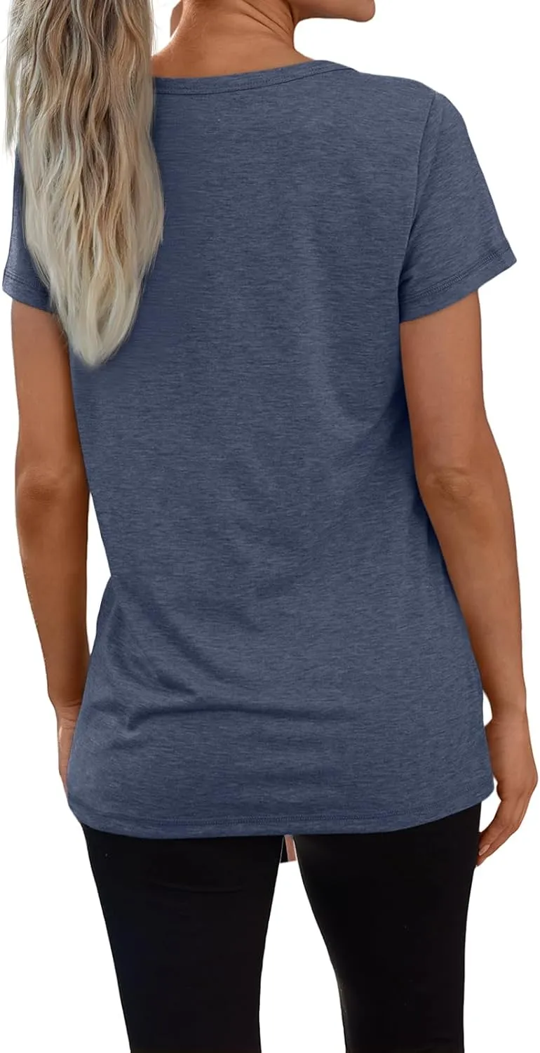 3 Pack V Neck T Shirts for Women Short Sleeve Tshirts Summer Casual Tops Loose Fit Basic Tees