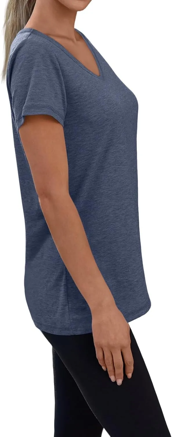 3 Pack V Neck T Shirts for Women Short Sleeve Tshirts Summer Casual Tops Loose Fit Basic Tees