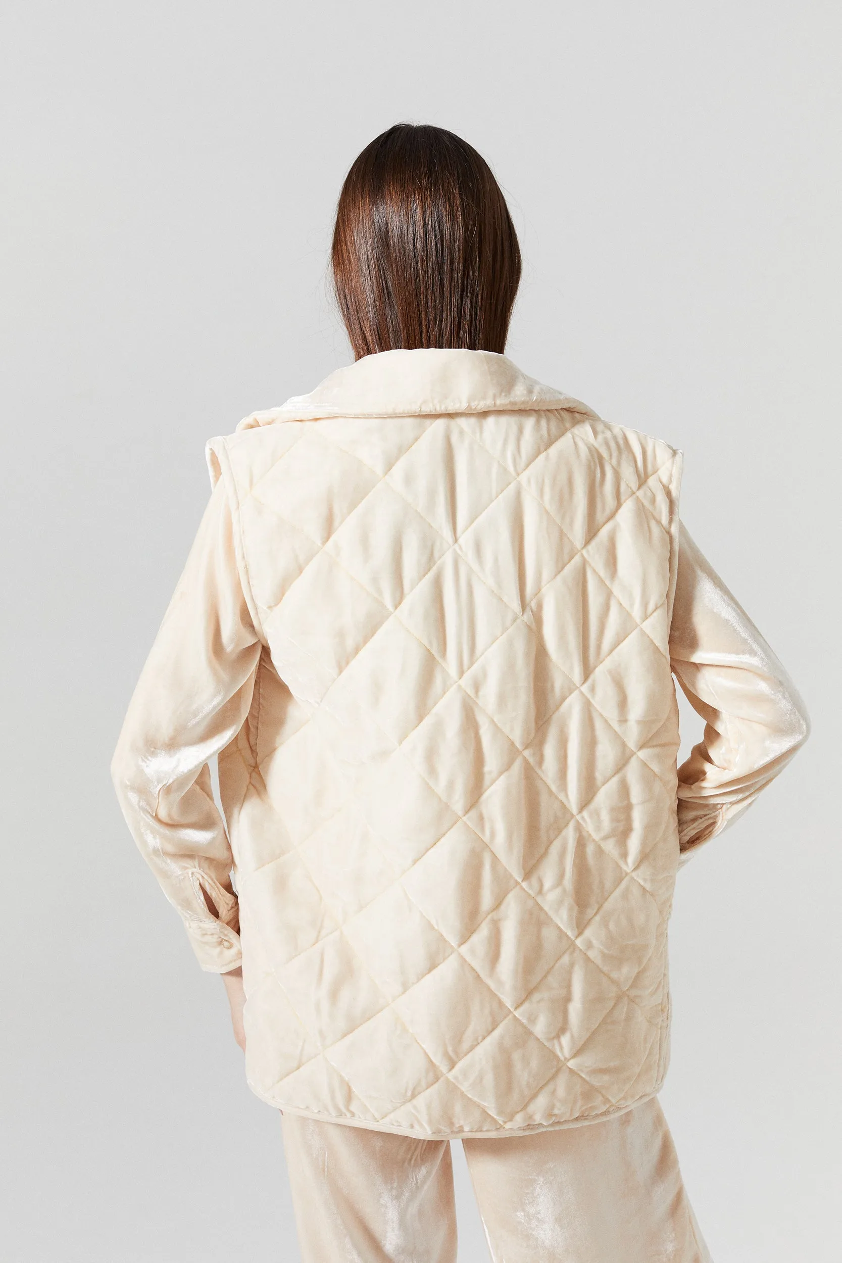 Alice Velvet Vest - Nude