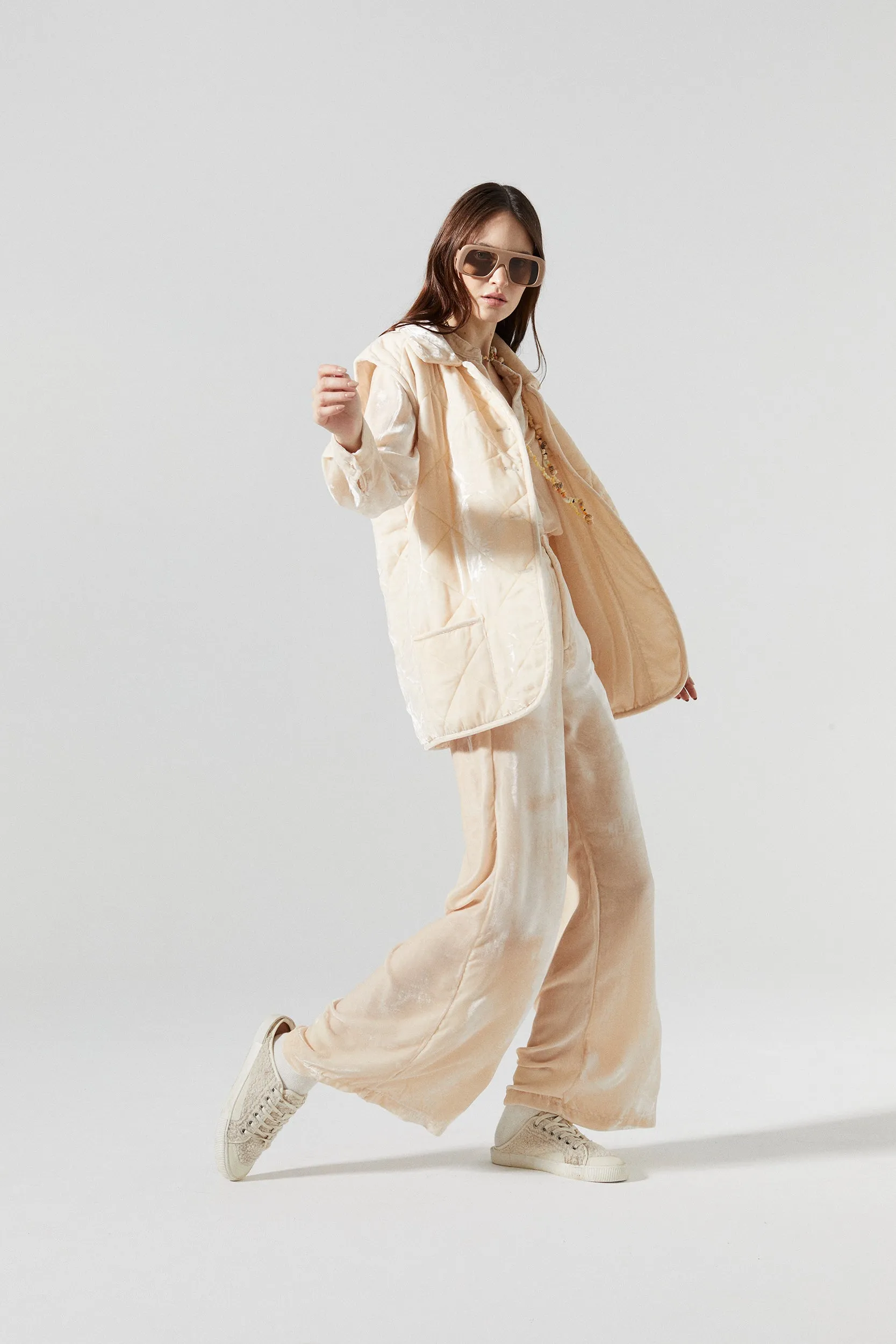Alice Velvet Vest - Nude