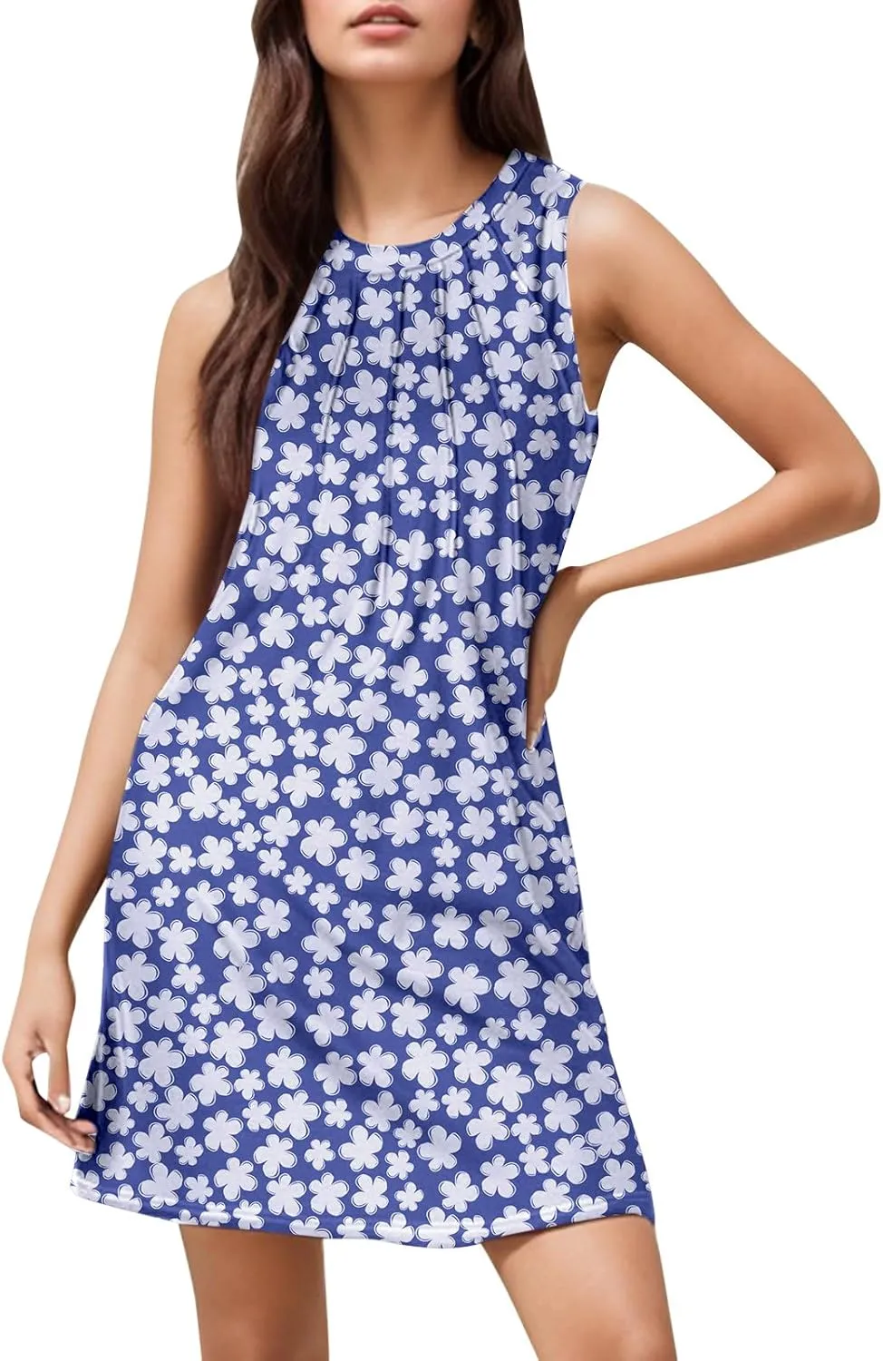 Beach Dresses for Women Casual Scoop Neck Sleeveless Midi Dress Plus Size Summer Boho Graphic Sundresses