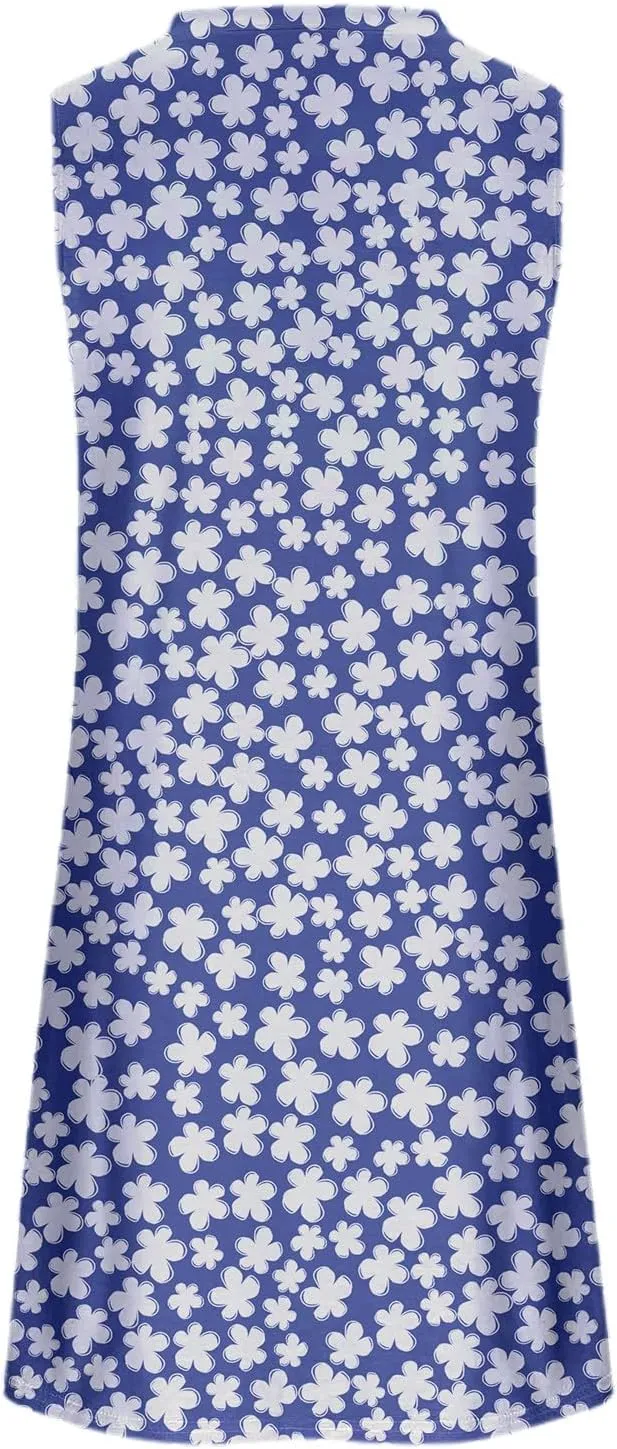 Beach Dresses for Women Casual Scoop Neck Sleeveless Midi Dress Plus Size Summer Boho Graphic Sundresses