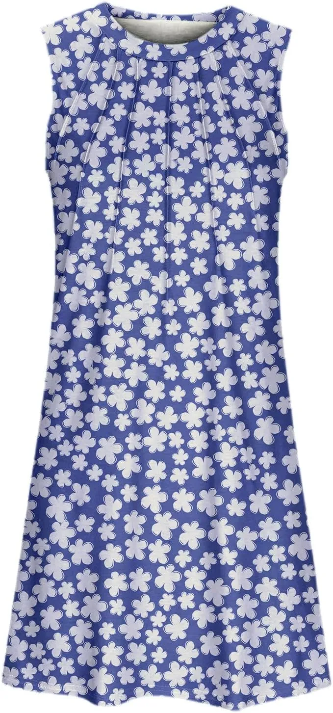 Beach Dresses for Women Casual Scoop Neck Sleeveless Midi Dress Plus Size Summer Boho Graphic Sundresses