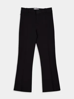 Black Cropped Boot-Cut Trousers