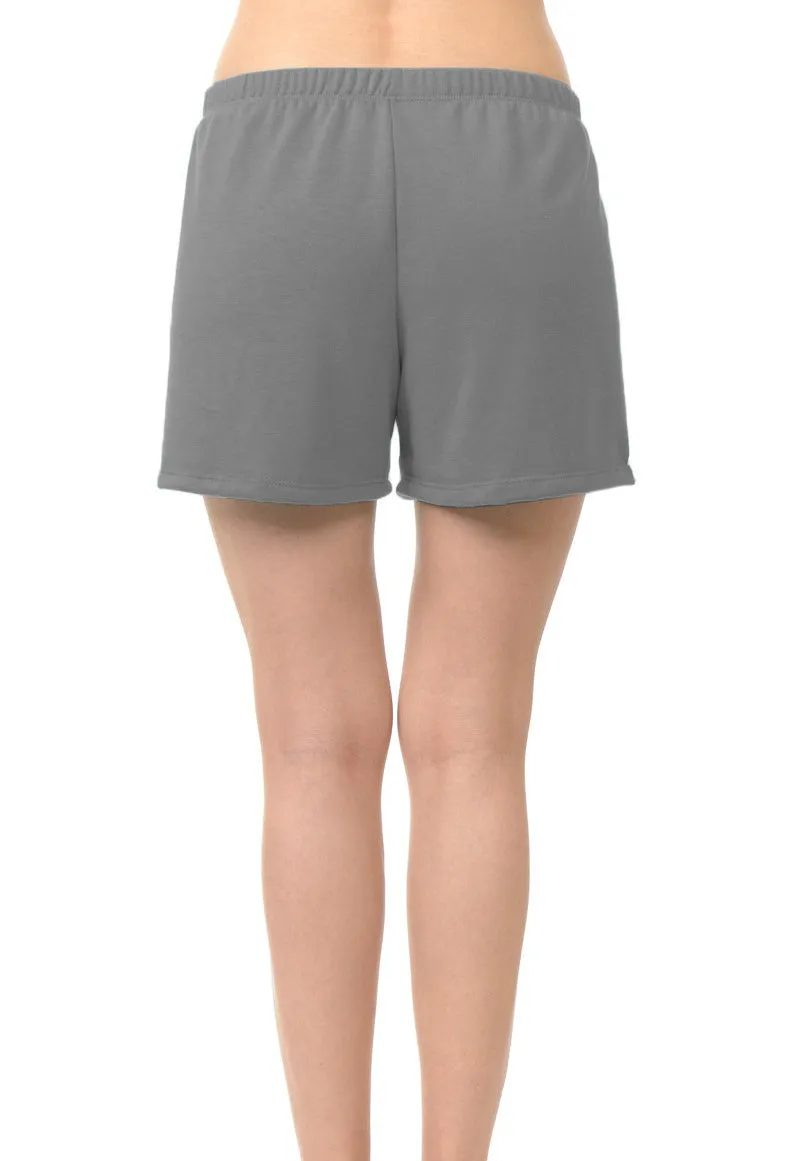 bluensquare Women Knit Shorts Summer Spa Pajama Casual Lounge- Heather Gray