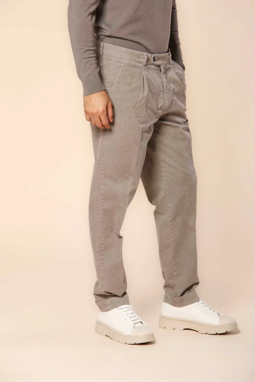 Boston 1 Pinces men's chino pants in velvet 1000 striped relaxed fit 
