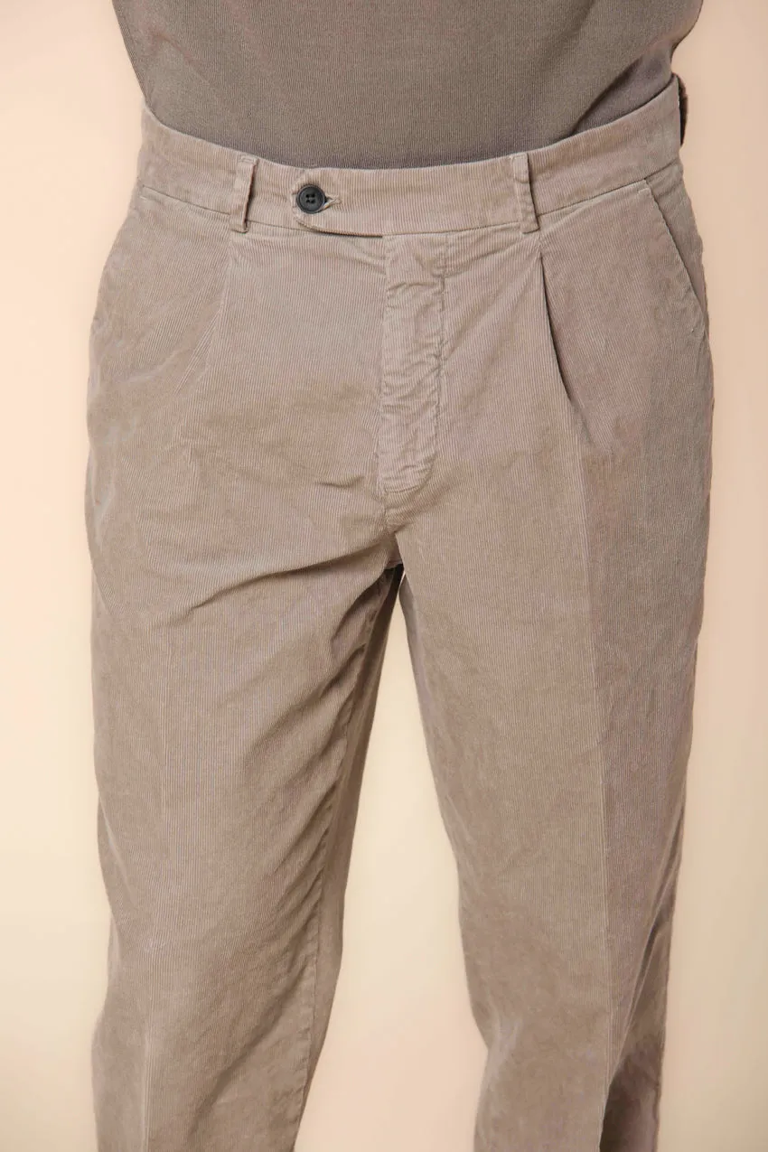 Boston 1 Pinces men's chino pants in velvet 1000 striped relaxed fit 