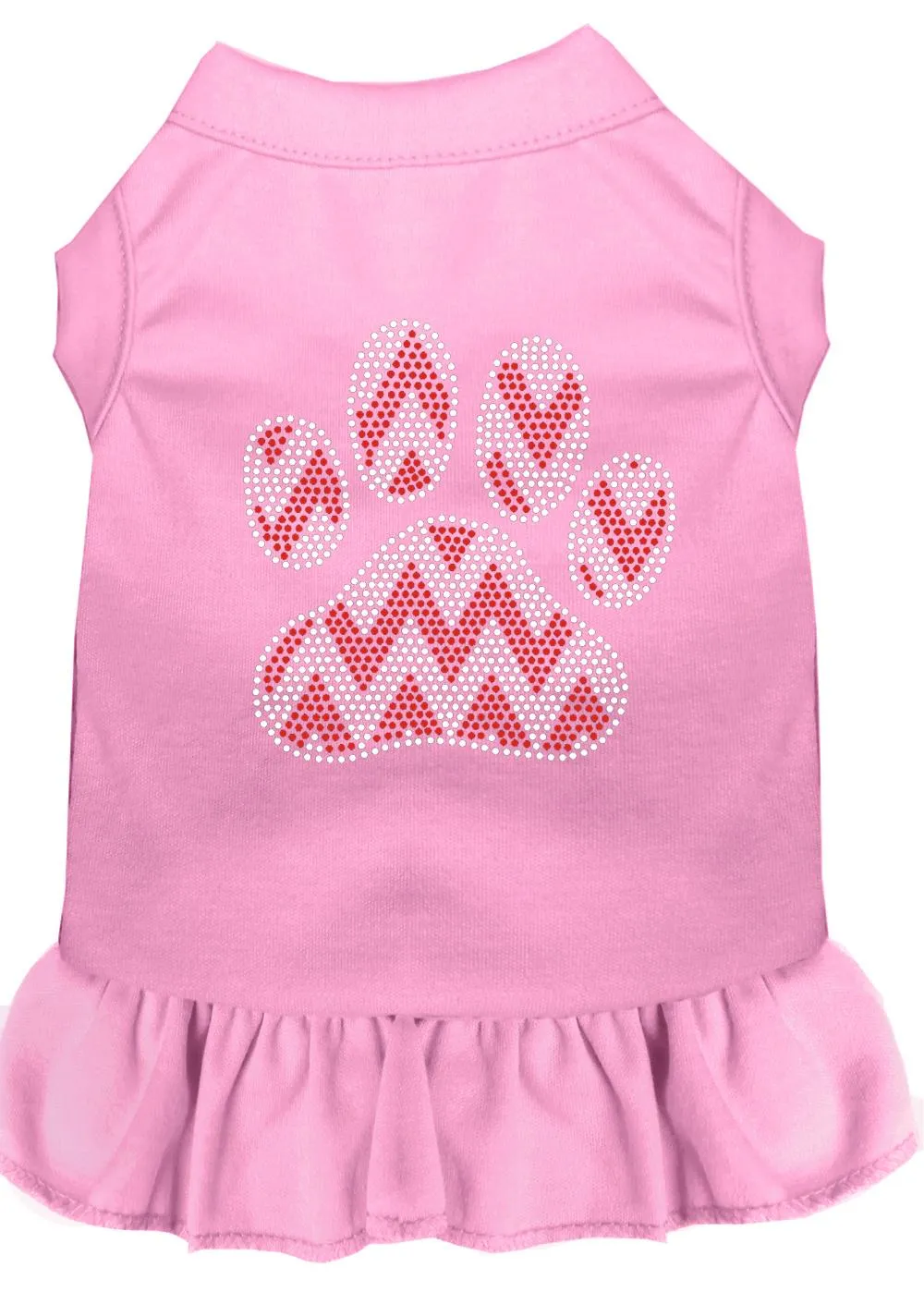 Candy Cane Chevron Paw Rhinestone Dog Dress Light Pink Xxl (18)
