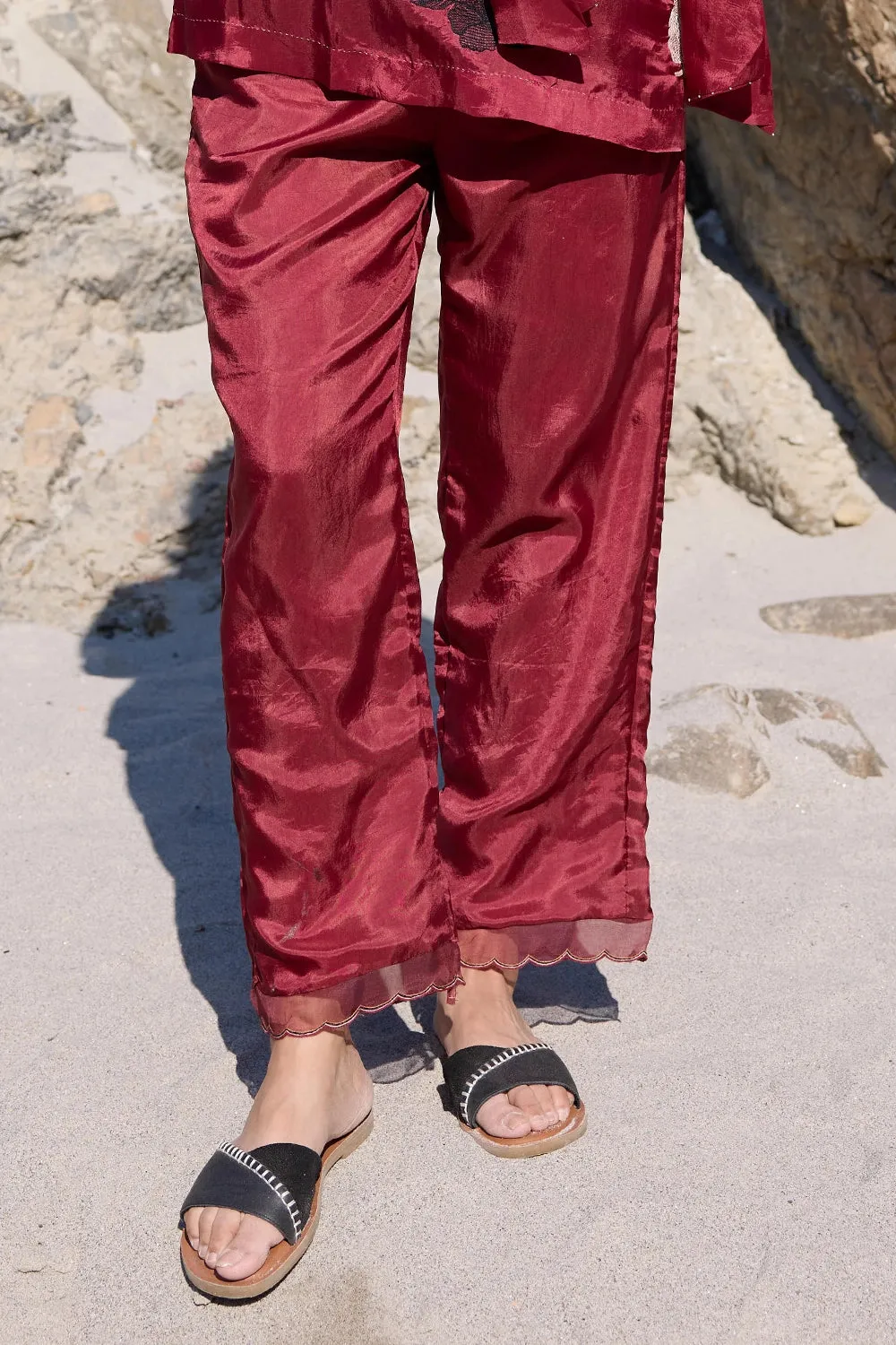 Carly Maroon Pull-on Trousers
