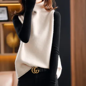 Cashmere Vest Knitted Loose Sweater 100% Wool Vest Autumn And Winter Knitted Loose Sleeveless Women's Pullover Sweater