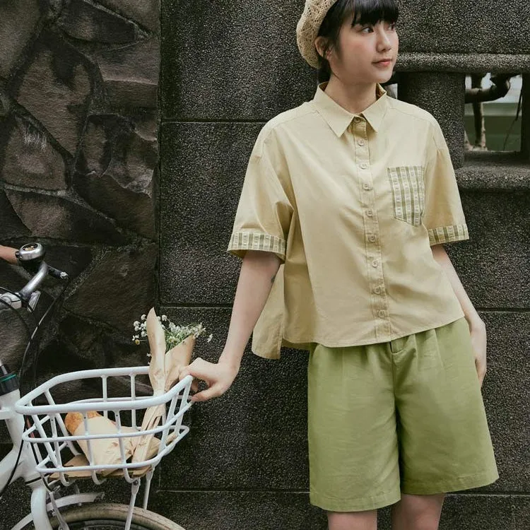 Casual Cotton Culotte Bermuda Shorts Pants