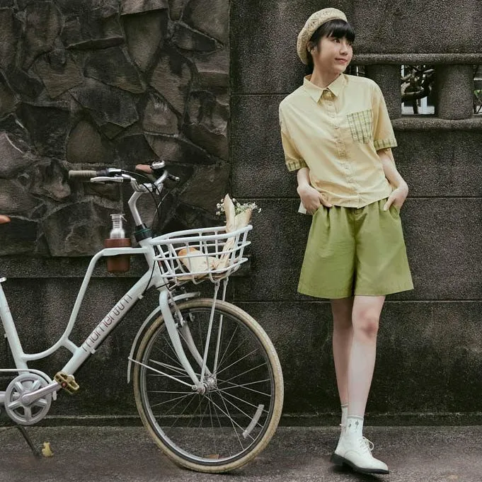 Casual Cotton Culotte Bermuda Shorts Pants