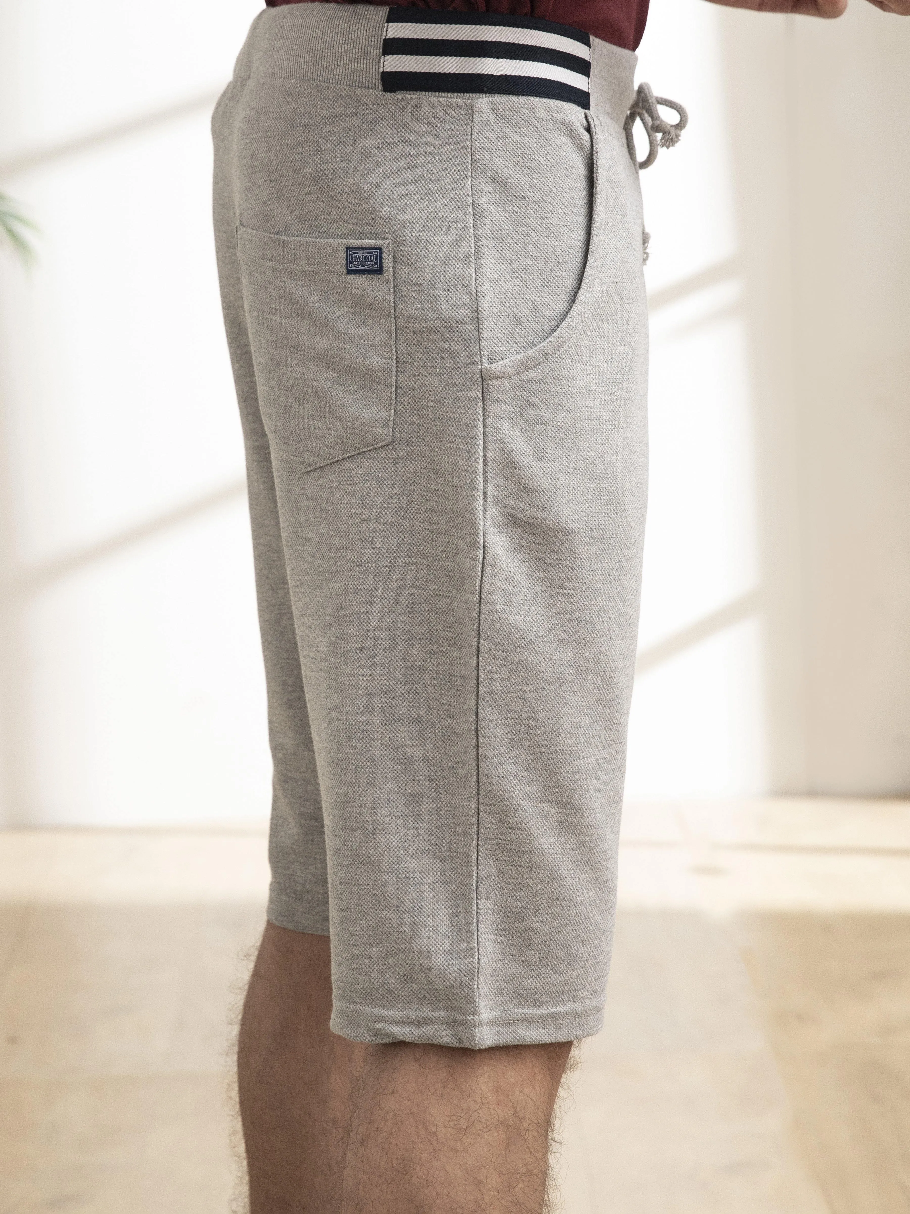 CASUAL SHORTS JUMBO PIQUE GREY MELANGE