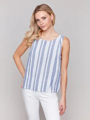 Charlie B Layne Linen Top - Stripes