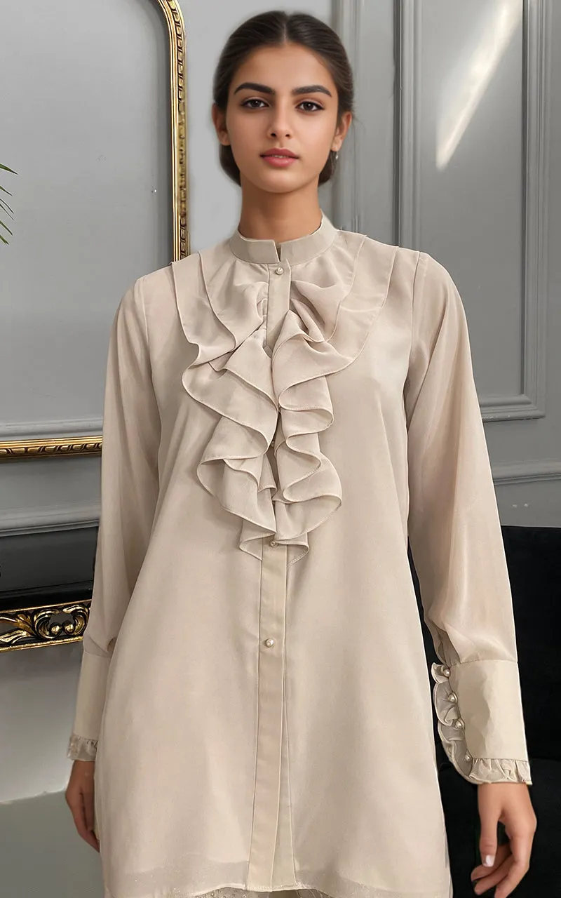 Chiffon Shirt With Embroidered Trouser