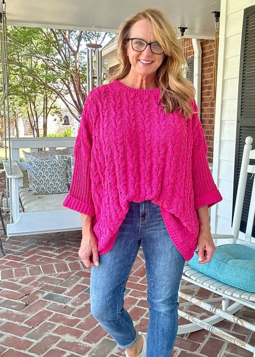 Chunky Chenille Sweater - Pink | Umgee