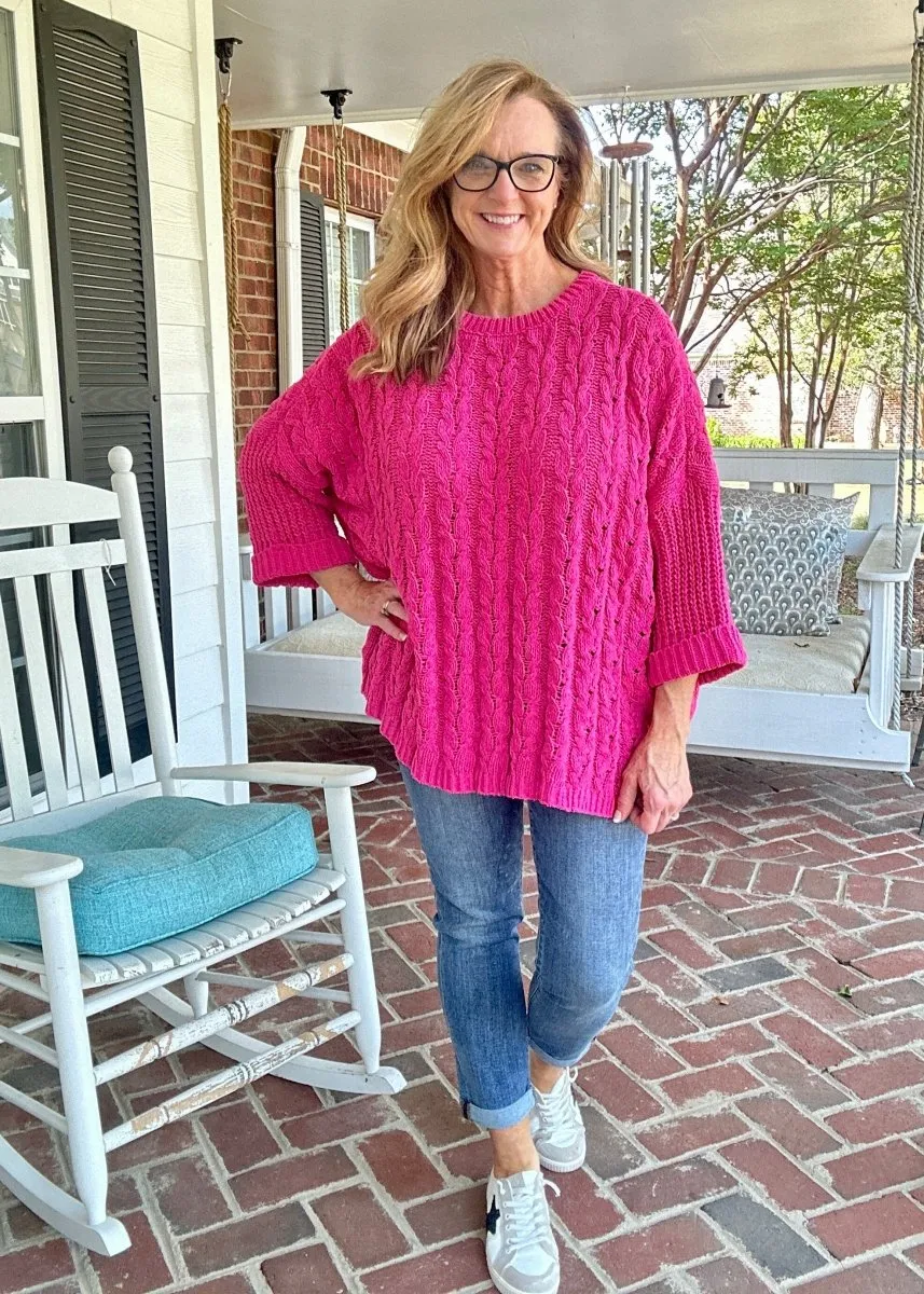 Chunky Chenille Sweater - Pink | Umgee