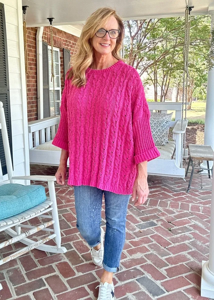 Chunky Chenille Sweater - Pink | Umgee