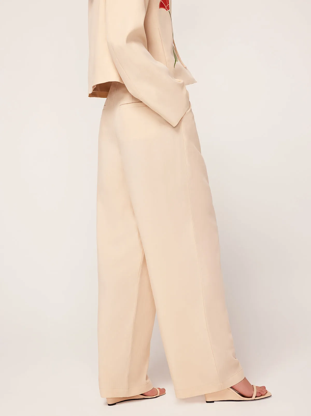 Edith Sand Pleated Front Trousers