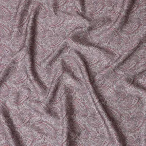 Elegant Dusty Rose Paisley Blended Cotton Lawn Fabric, Classic Design, 140 cms Width-D19177