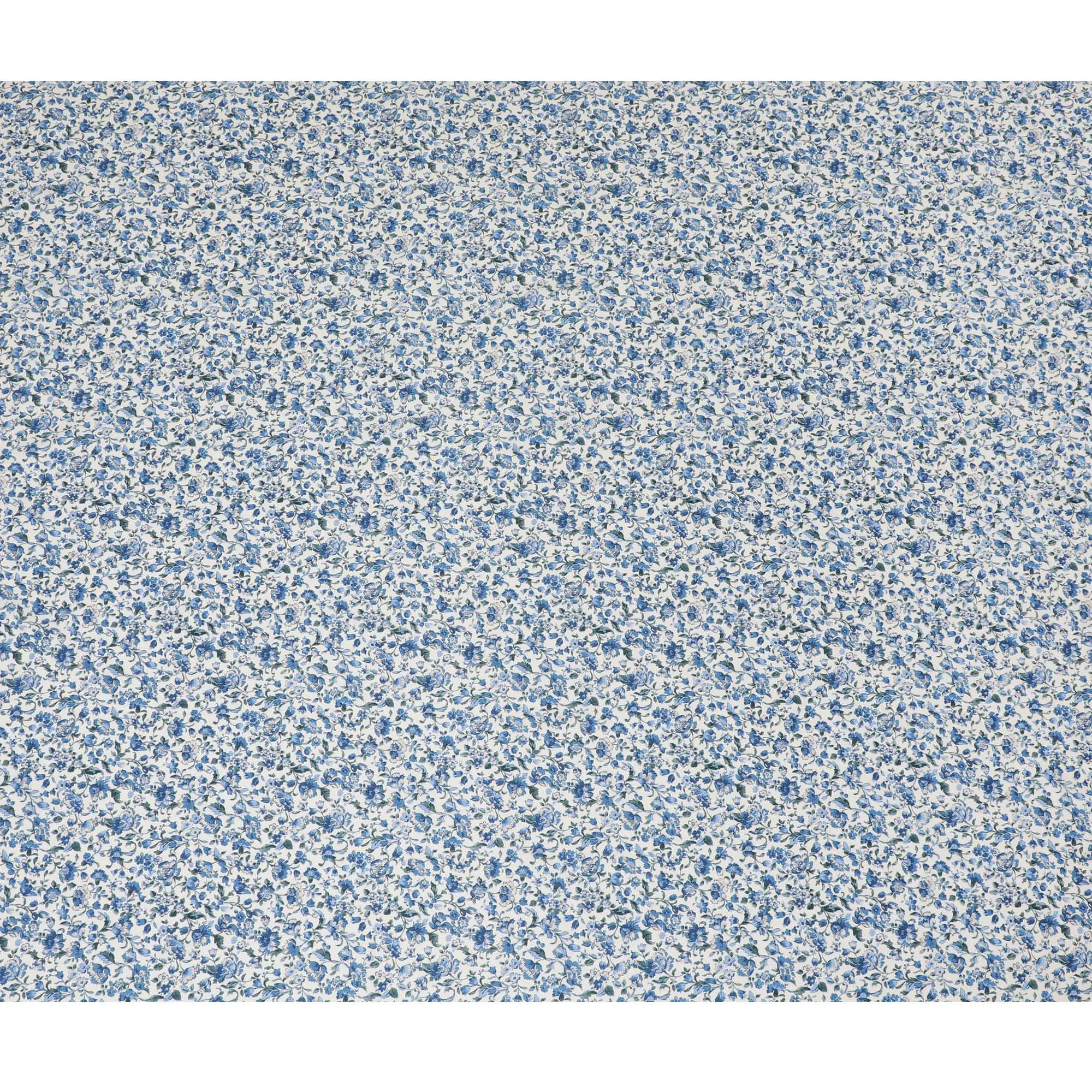 Elegant White Floral Cotton Lawn Fabric with Blue Blossoms, 110 cm Wide, Japanese Design-D19549
