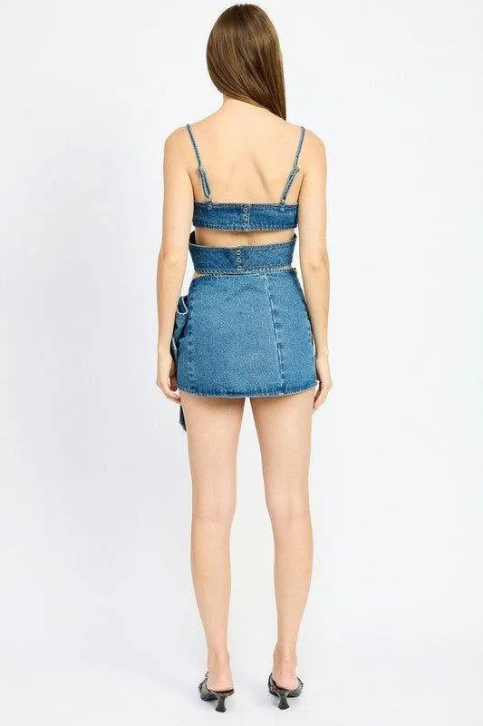 Emory Park Wrapped Detail Denim Top