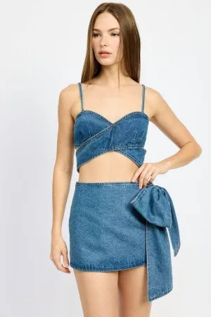 Emory Park Wrapped Detail Denim Top