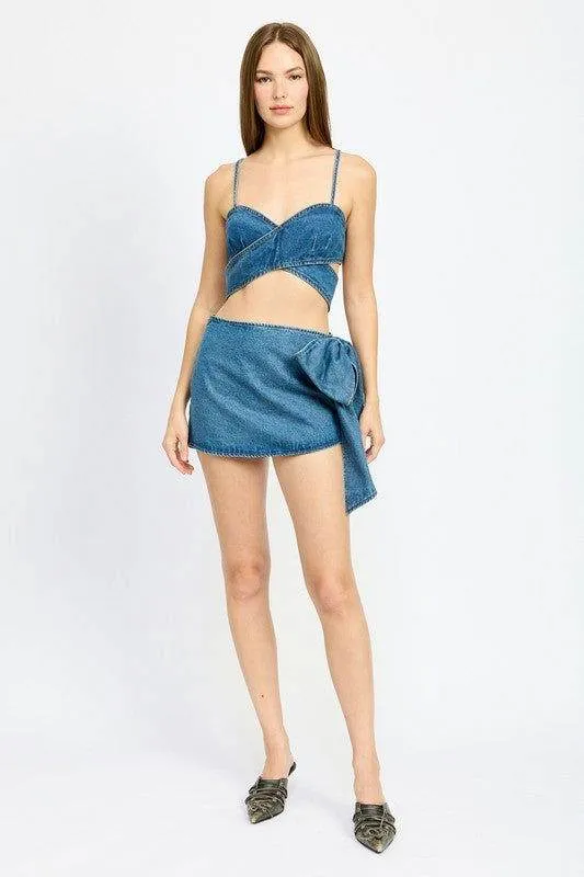 Emory Park Wrapped Detail Denim Top