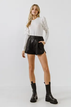 English Factory - Ruched Sleeve Knit Top