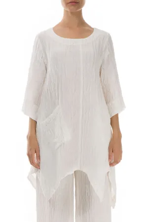 Evergreen Crinkled Off White Tunic