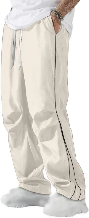 evzosrz Men's Parachute Sweatpants Y2k Summer Side Stripes Baggy Track Pants 2025 Casual Quick Dry Sports Trousers Streetwear