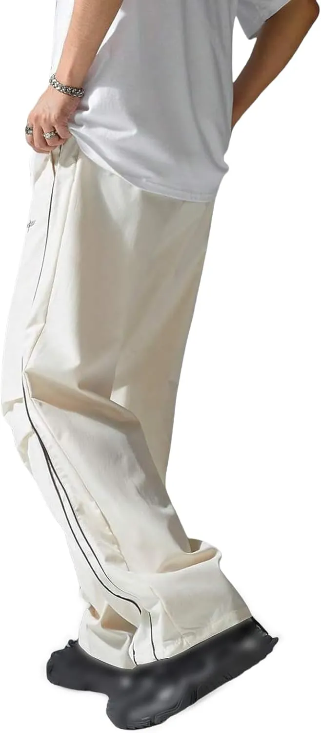 evzosrz Men's Parachute Sweatpants Y2k Summer Side Stripes Baggy Track Pants 2025 Casual Quick Dry Sports Trousers Streetwear