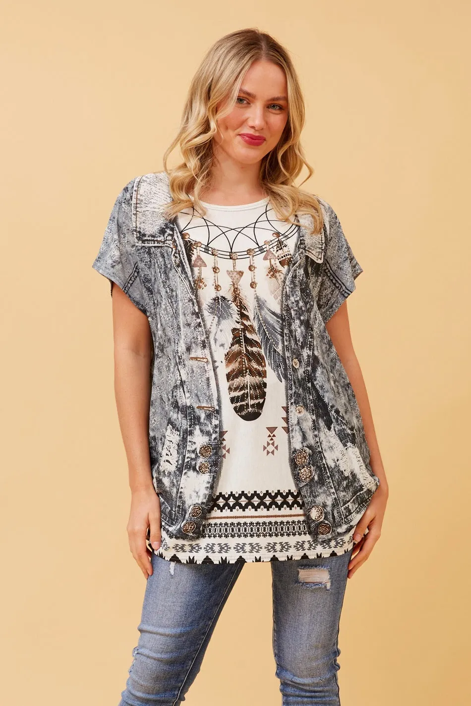 EXCELINA FEATHER DIAMANTE TOP