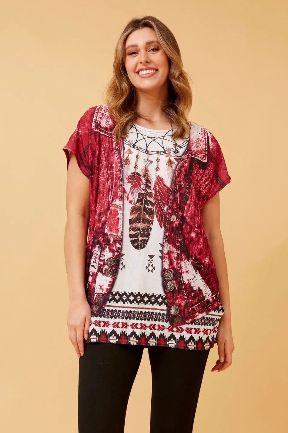 EXCELINA FEATHER DIAMANTE TOP