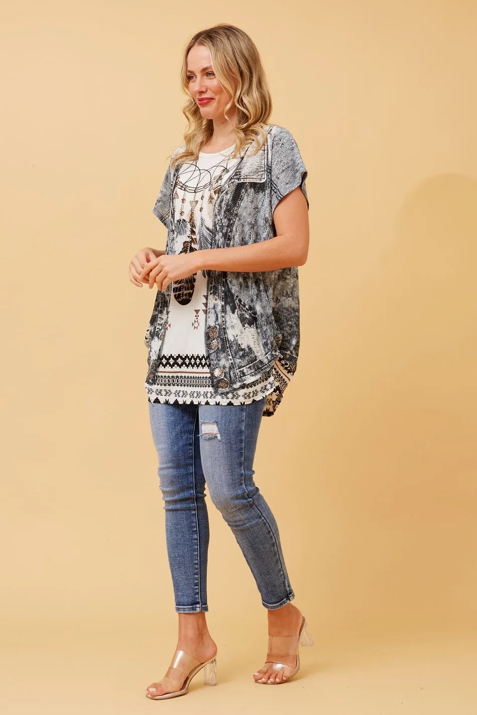 EXCELINA FEATHER DIAMANTE TOP
