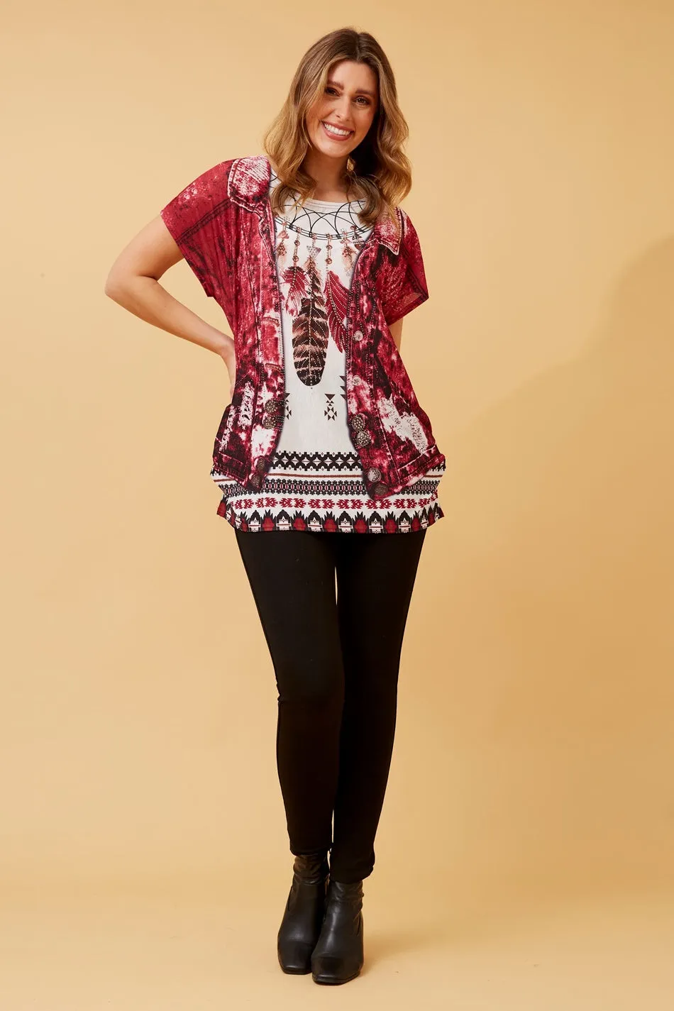 EXCELINA FEATHER DIAMANTE TOP