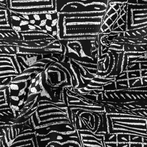 French Black And White Ghost Digital Printed Fabric - Pure Chiffon