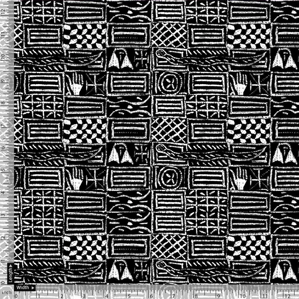 French Black And White Ghost Digital Printed Fabric - Pure Chiffon