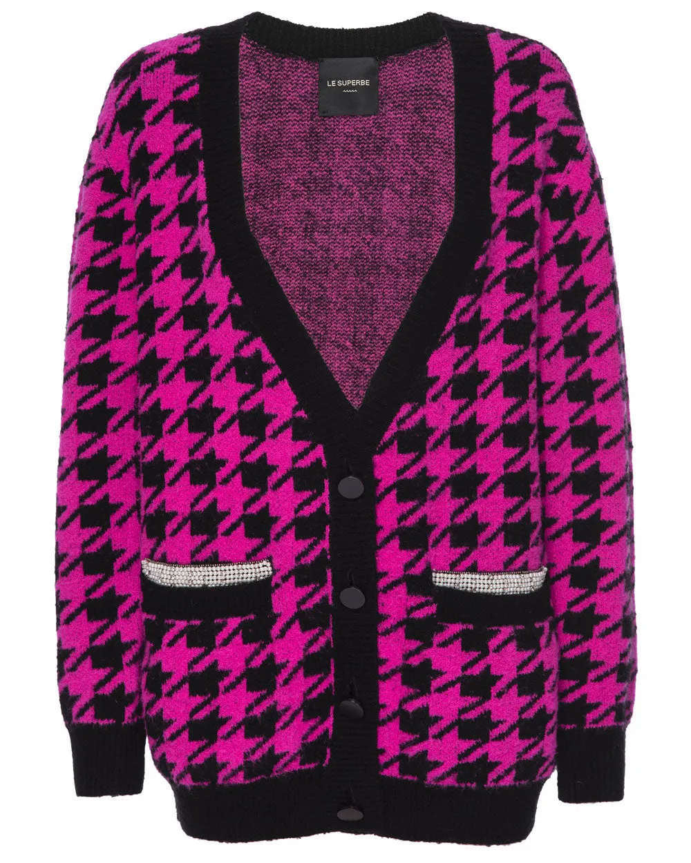 Fuchsia Houndstooth Uptown Girl BF Cardigan