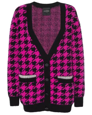 Fuchsia Houndstooth Uptown Girl BF Cardigan