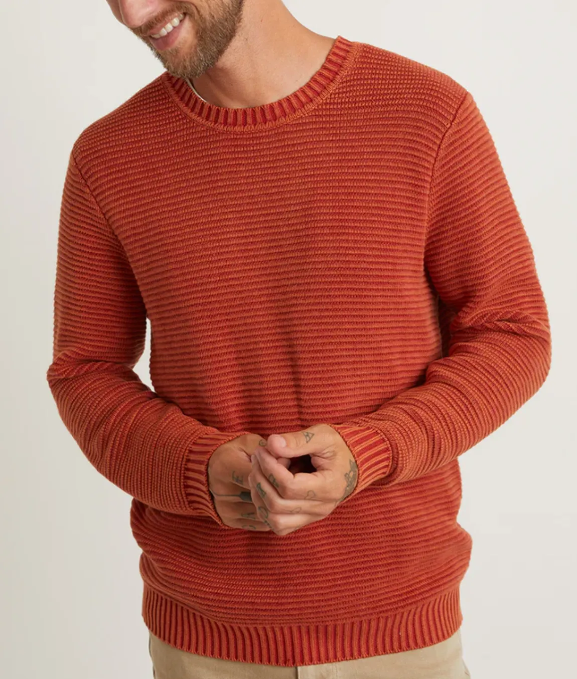 Garment Dye Crew Sweater in Amber Brown