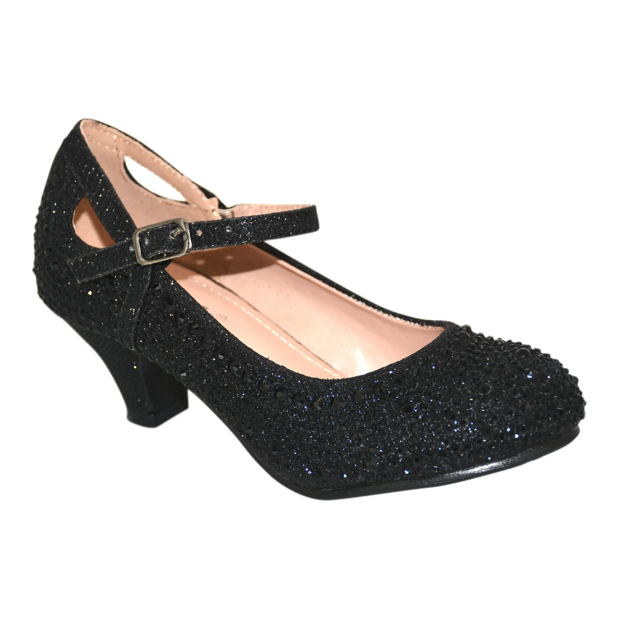 Girls Fancy Black Dress Heels