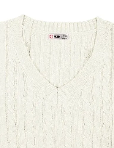 H2H Mens Casual Knitted Slim Fit V-neck Vest With Twisted Patterned IVORY US XL/Asia 2XL (KMOV037)