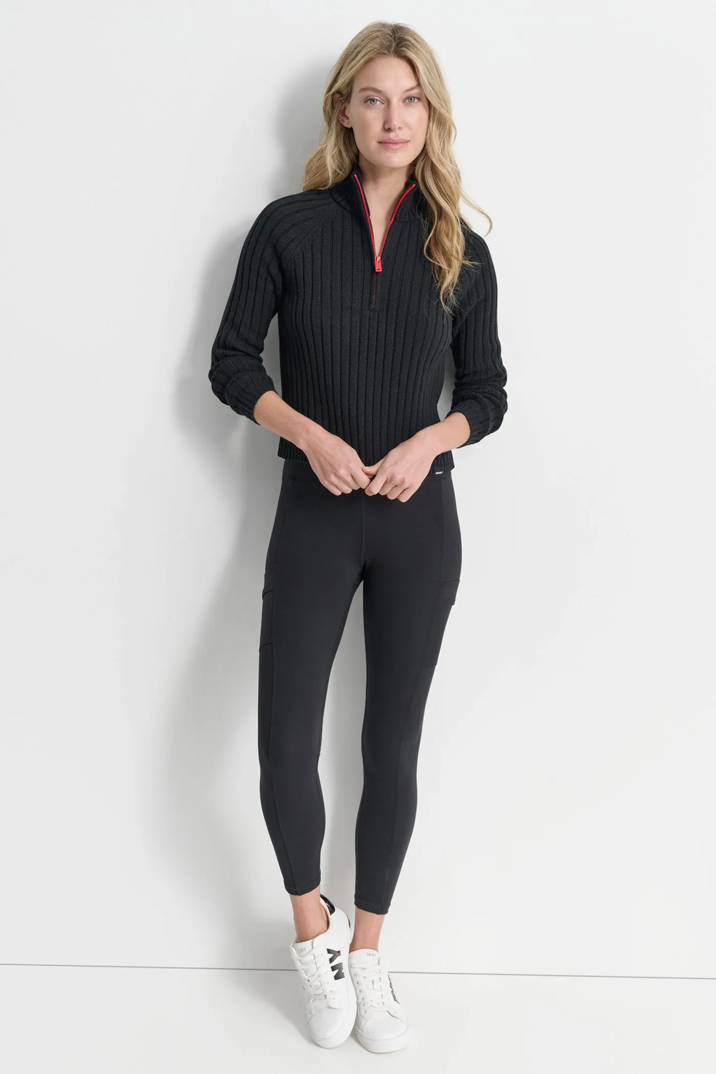 HALF ZIP MOCK NECK SWEATER