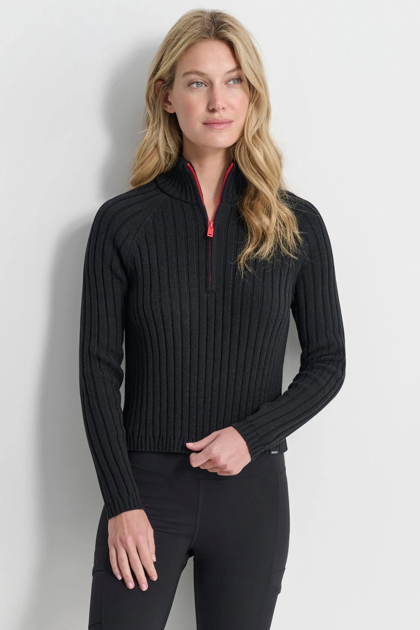 HALF ZIP MOCK NECK SWEATER