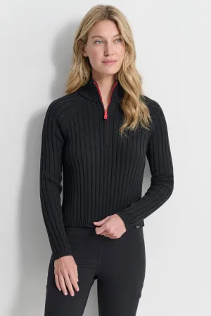 HALF ZIP MOCK NECK SWEATER