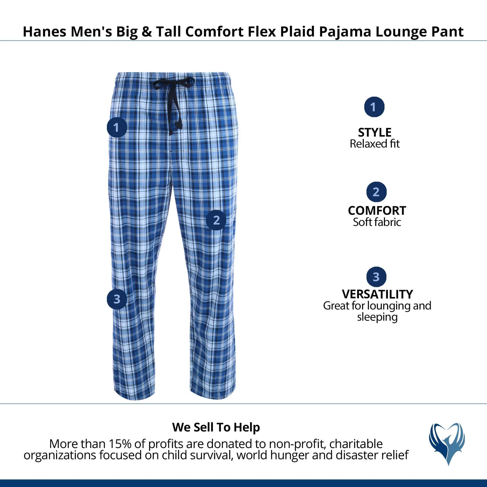 Hanes Men's Big & Tall Comfort Flex Plaid Pajama Lounge Pant