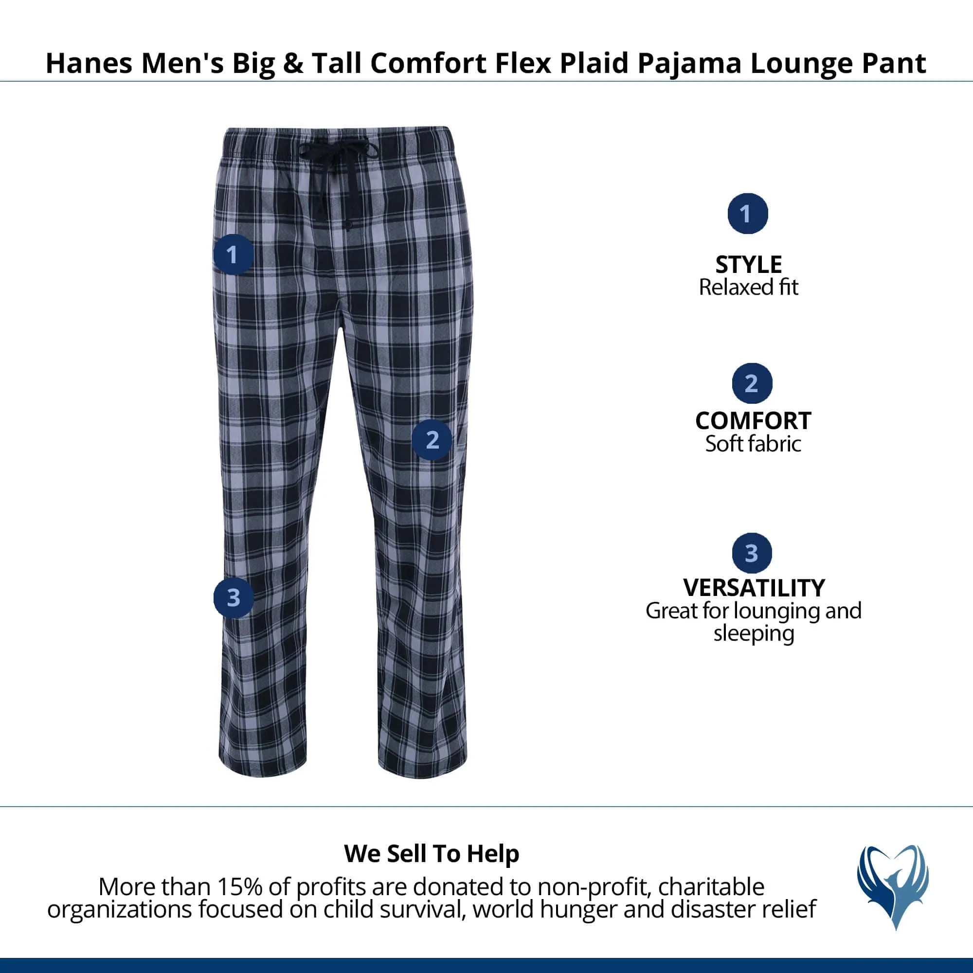 Hanes Men's Big & Tall Comfort Flex Plaid Pajama Lounge Pant